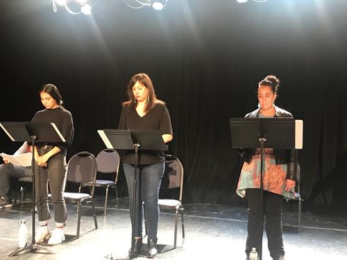 Kinsale Hueston, Allison Hicks, and Sarah D’Angelo perform in Tara Moses’ He’eo’o.