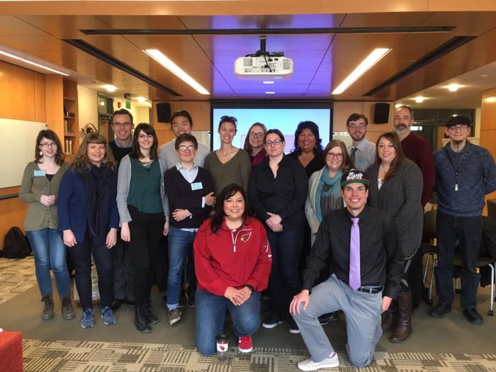 Former Henry Roe Cloud Fellow and YGSNA member, Professor Jennifer Davis (University of Illinois, Champaign-Urbana) co-organized the workshop. She is photographed (center) with NCAIS workshop participants from across institutions within the Newberry Consortium.